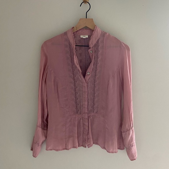 J. Jill powder pink semi sheer long sleeved blouse size XS - Picture 1 of 7
